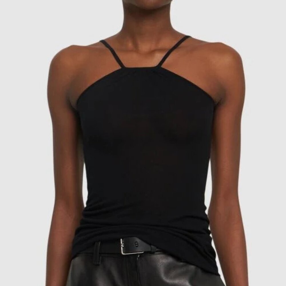 Rick Owens Skorpio Ribbed Jersey High Neck Sleeveless Tank Top